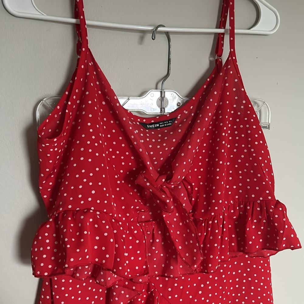 SHEIN Red Polka Dot Ruffle Mini Skirt - Picture 2 of 5